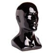 Манекен-голова мужская стилизованная, черный глянец